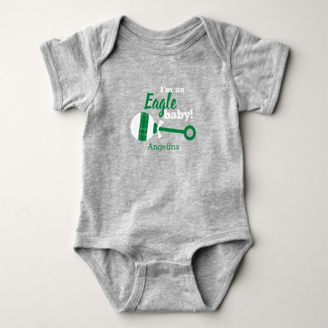 Grönt Play Eagle Baby Bodykostym T Shirt (Framsida)