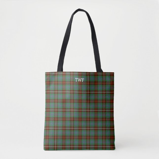 Grönt Play Fraser Hunting Tartan Monogram Tygkasse (Framsida)