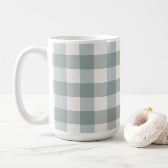 Grönt Play Gingham Land Farmhouse Simple  Kaffemugg (Med munk)