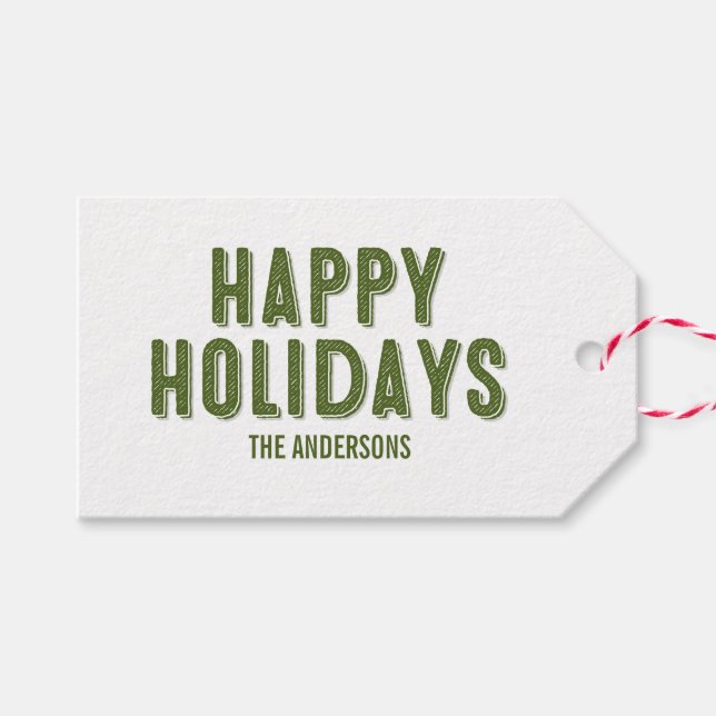 Grönt Play jul Glad helg Gift Märkre Presentetikett (Framsidan (Horizontal))