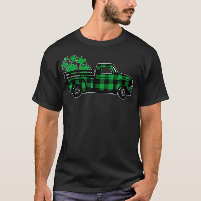 Grönt Play Lastbil Shamrock St patricks day Manar T Shirt (Framsida)