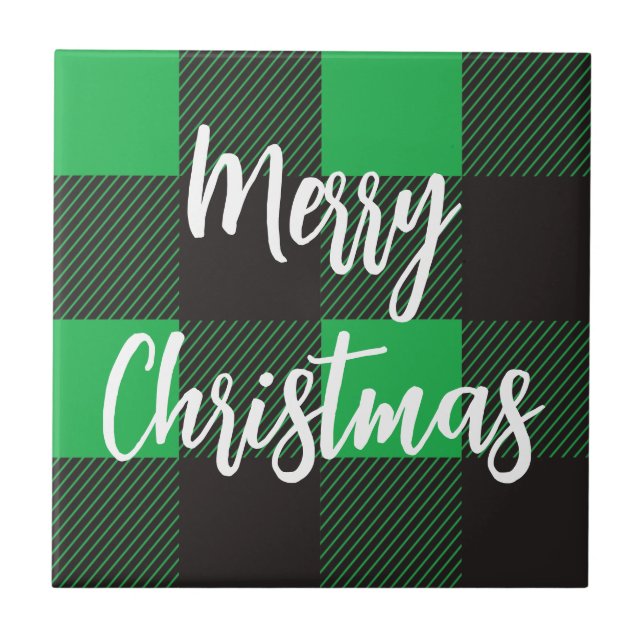 Grönt Play Mönster God jul Kakelplatta (Framsidan)