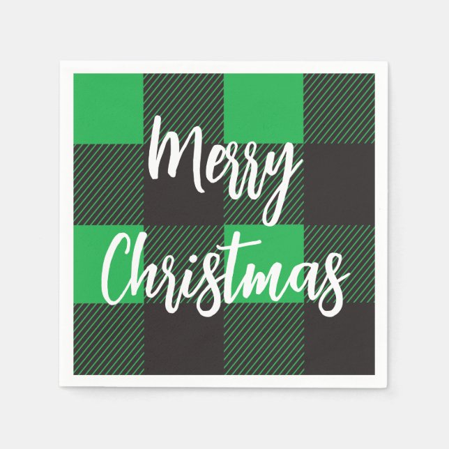 Grönt Play Mönster God jul Pappersservett (Framsidan)