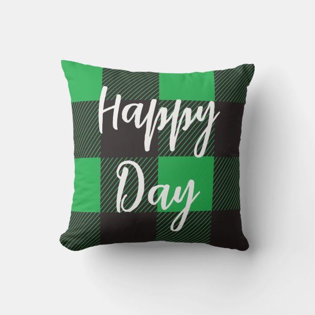 Grönt Play Mönster Lycklig Day Kudde (Framsida)