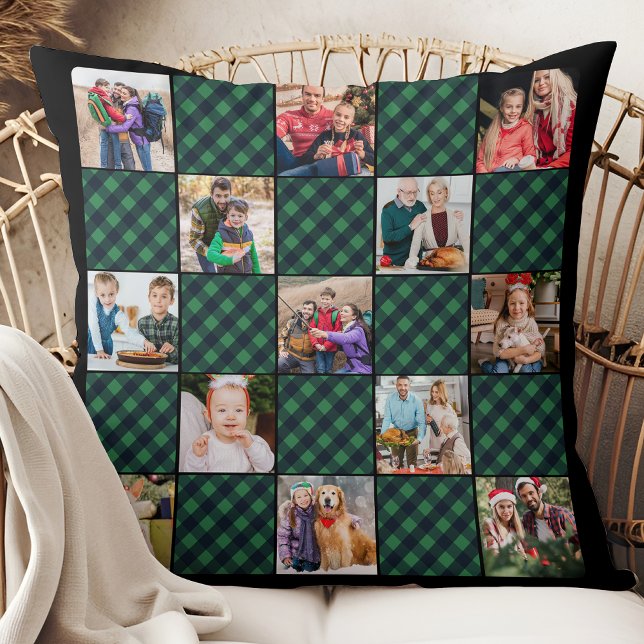 Grönt Play Patchwork Personlig Photo Collage Kudde (Skapare uppladdad)