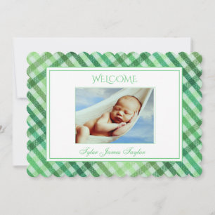 Grönt Play Personlig Script Baby Photo Birth Meddelande