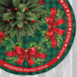 Grönt Play Ribbon Holly Festive Ord jul Julgransmatta Borstad Polyester