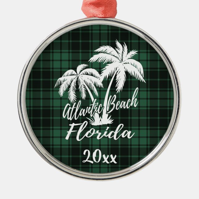 Grönt Play vid Atlanten Beach Florida Handflatan T Julgransprydnad Metall (Framsidan)