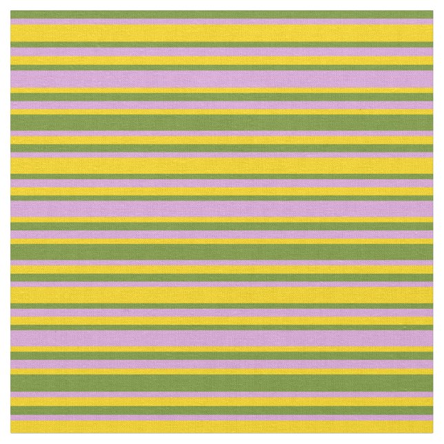 Grönt, plommon och Gult Färgad Rand Tyg (Närbild)