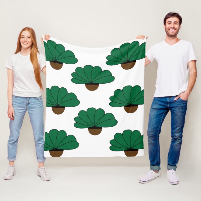 Grönt Pockiga växter Mönster Fleecefilt (På plats)