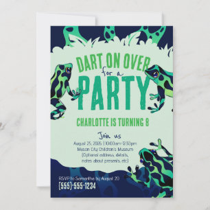 Grönt Poison Dart Frog Birthday-inbjudan Inbjudningar