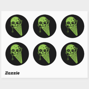 Grönt Poison Ice Cream Cone Classic Round Sticker Runt Klistermärke