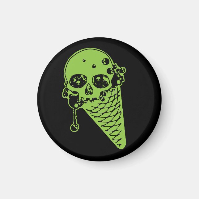 Grönt Poison Ice Cream Cone Magnet (Framsidan)