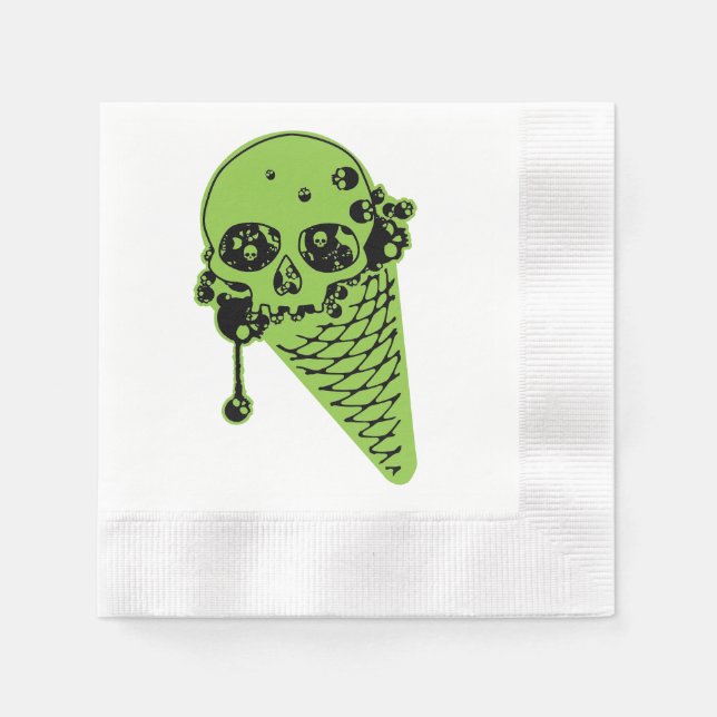 Grönt Poison Ice Cream Cone Napkins Pappersservett (Framsidan)