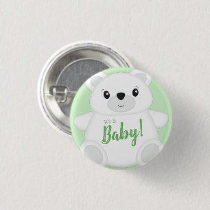 Grönt Polar Bear Baby Shower Knapp