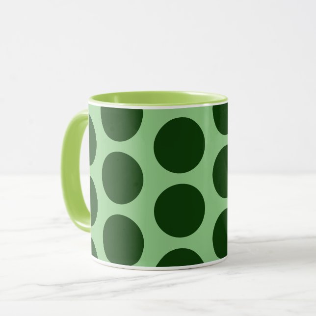 Grönt Polka Dot Art Mugg Kopp (Framsida vänster)