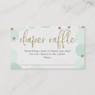 Grönt Polka Dot Diaper Raffle Baby Shower Card Tilläggskort