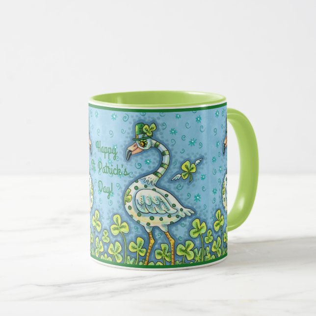 GRÖNT POLKA DOT FLAMINGOS, FUNNY ST. PATRICK'S DAY MUGG (Framsida höger)
