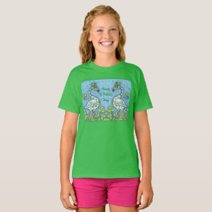 GRÖNT POLKA DOT FLAMINGOS, FUNNY ST. PATRICK'S DAY T SHIRT