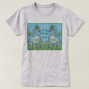 GRÖNT POLKA DOT FLAMINGOS, FUNNY ST. PATRICK'S DAY T SHIRT