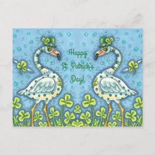GRÖNT POLKA DOT FLAMINGOS, FUNNY ST. PATRIKS DAG HELG VYKORT