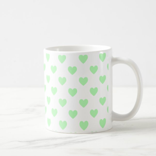 Grönt Polka Dot Hearts Kaffemugg (Höger)