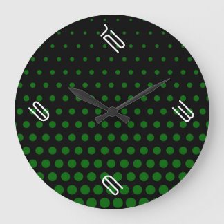 Grönt Polka Dot Modern Black Stor Klocka