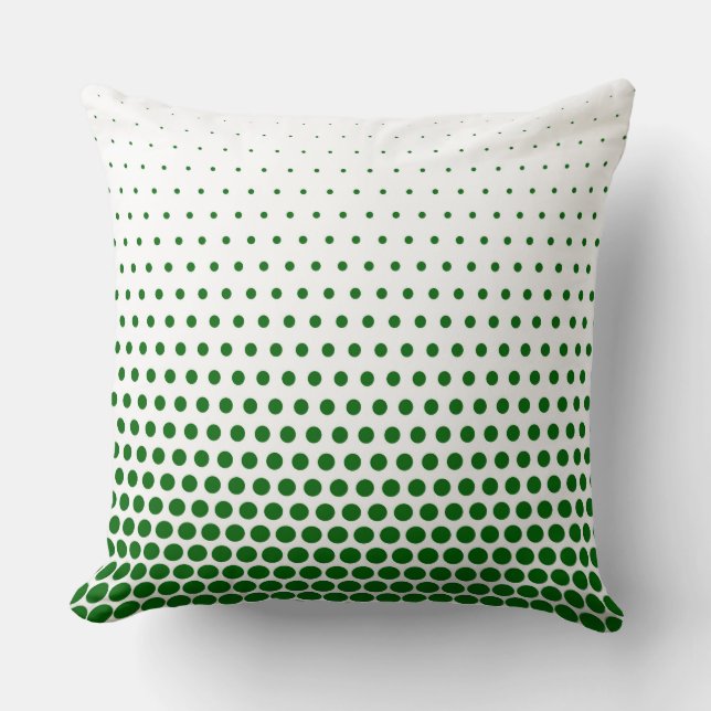 Grönt Polka Dot Modern White Kudde (Framsida)