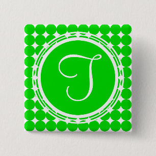 Grönt Polka Dot Monogram Knapp