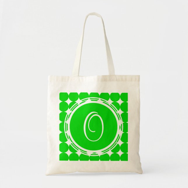 Grönt Polka Dot Monogram Tygkasse (Framsidan)