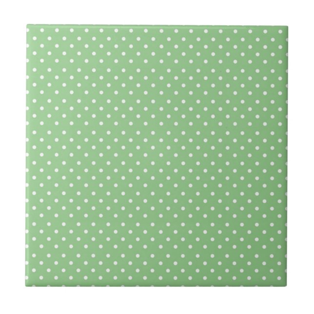Grönt Polka Dot Mönster Kakelplatta (Framsidan)