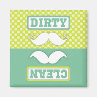 Grönt Polka Dot Mönster Mustache Clean Dirty