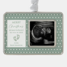 Grönt Polka Dot Nyfödd bebis Ultrasound Photo