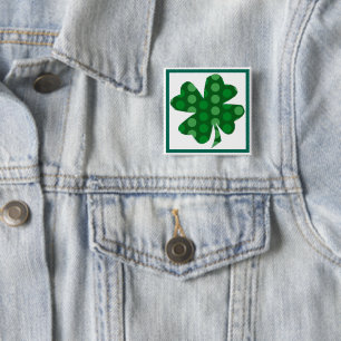 Grönt Polka Dot Shamrock Button Knapp