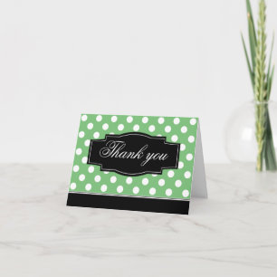 Grönt Polka Dot Svart Ram Tack-kort Tack Kort