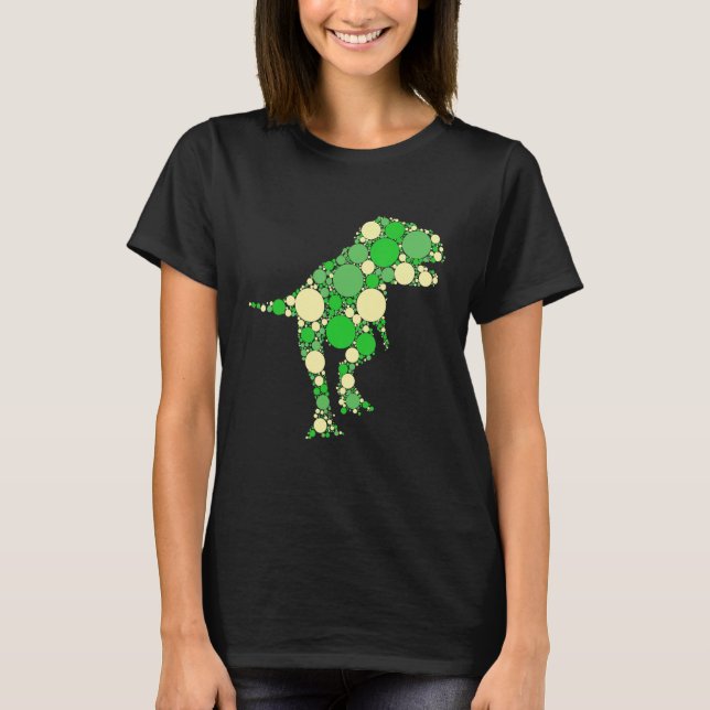 Grönt Polka Dot T Rex Dinosaur dots Internationell Shirt (Framsida)