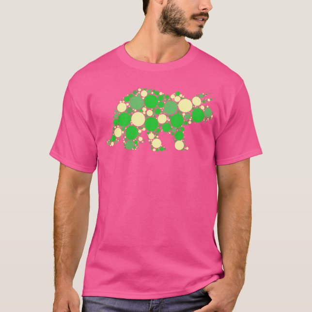 Grönt Polka Dot T Rex Dinosaur Tshirt Internationa Shirt (Framsida)