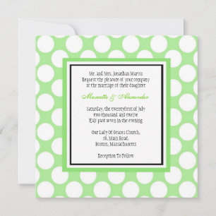 Grönt Polka Dot Wedding bjudande Inbjudningar