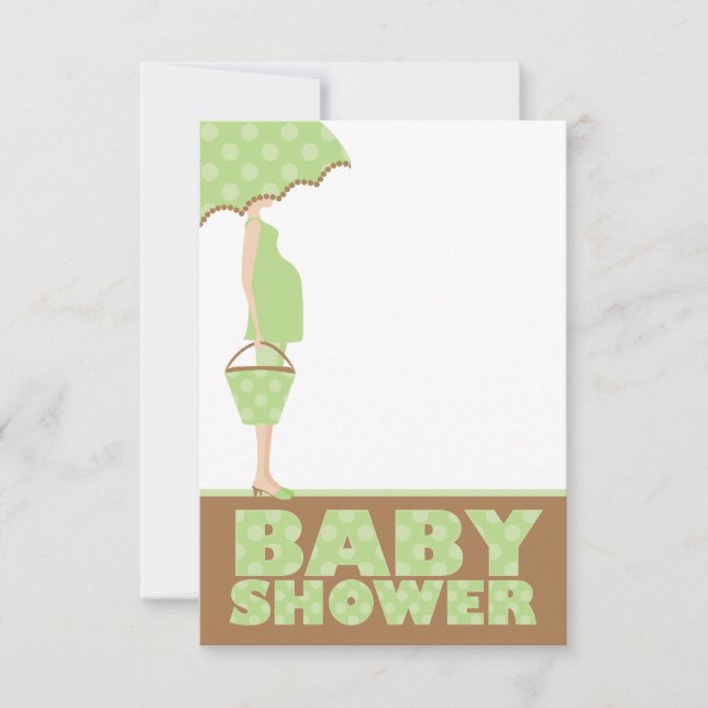 Grönt Polka dots Baby Shower-inbjudningar Inbjudningar (Framsida)