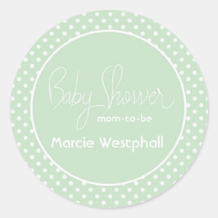 Grönt Polka dots Baby Shower Mamma Runt Klistermärke