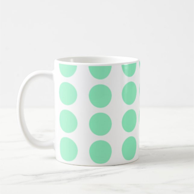 Grönt Polka dots Design Kaffemugg (Vänster)