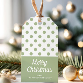 Grönt Polka dots God jul Presentetikett