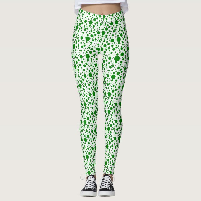 Grönt Polka dots Leggings (Framsida)