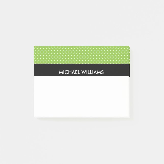 Grönt Polka dots med Black Rand Post-it Block (Framsida)