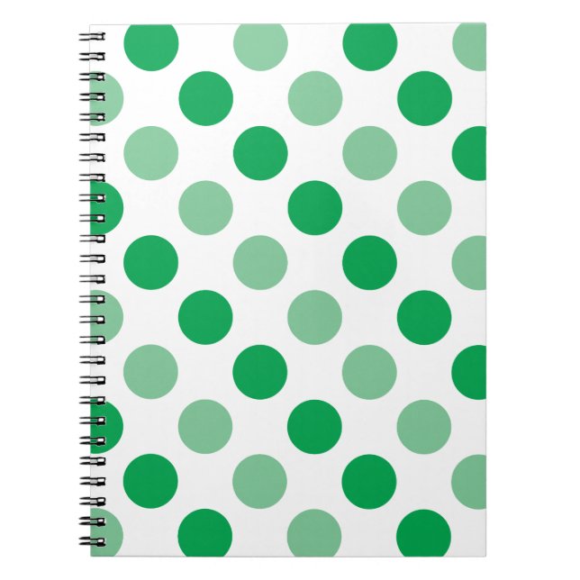 Grönt polka dots mönster anteckningsbok med spiral (Framsidan)