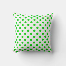 Grönt Polka dots Mönster mot vit bakgrund Kudde