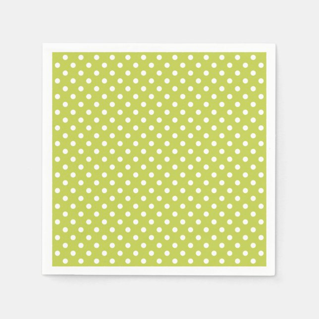 Grönt Polka dots Mönster Pappersservett (Framsidan)