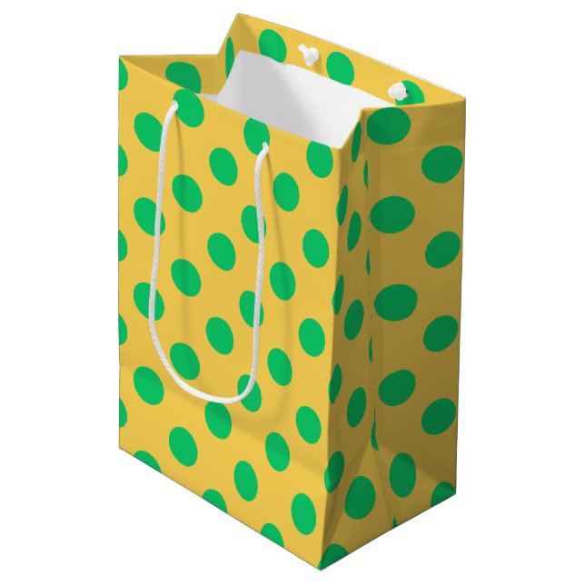 Grönt polka dots på gult (Framsidan Vinklad)
