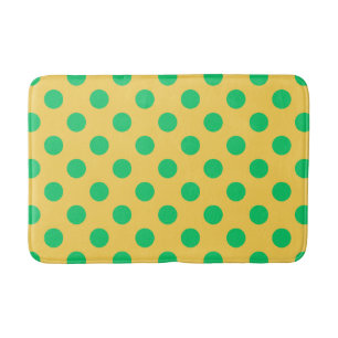 Grönt polka dots på gult badrumsmatta