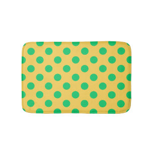 Grönt polka dots på gult badrumsmatta